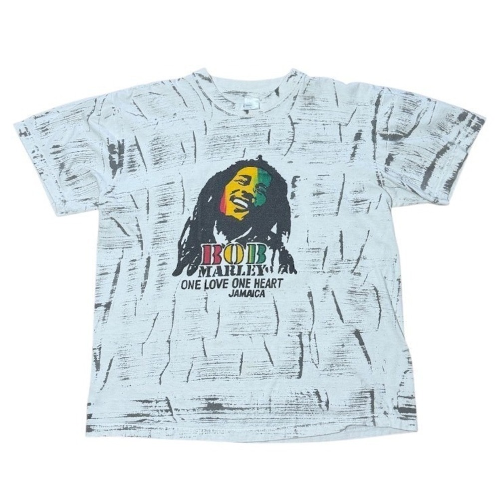 Vintage 90s Bob Marley One Love Reggae Band Music AOP Jamaica Graphic T-Shirt